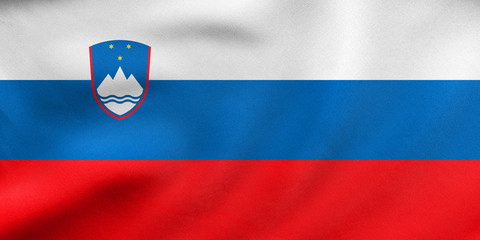 Flag of Slovenia waving, real fabric texture