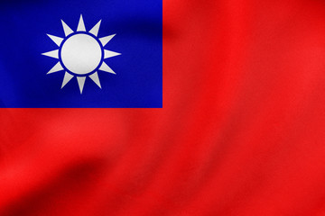 Flag of Taiwan waving, real fabric texture