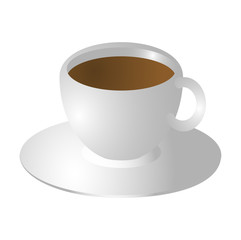 Coffee cup and saucer on a white background