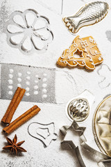 Christmas background - preparing for baking Christmas cookies