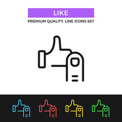 Vector finger and like icon. Thin line icon