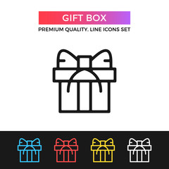 Vector gift box icon. Thin line icon