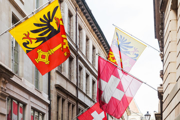 Swiss National and City flags of Geneva