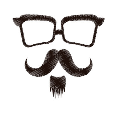 hipster man with facial hair and glasses icon image vector illustration design 