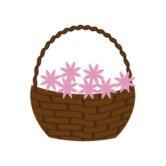 Fototapeta na wymiar flowers basket icon over white background. colorful design. vector illustration