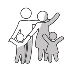 family of parents and kids icon over white background. pictogram design. vector illustration