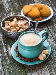 coffee cup and coffee beans