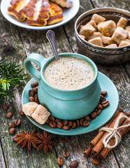 coffee cup and coffee beans