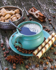 coffee cup and coffee beans