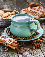 coffee cup and coffee beans
