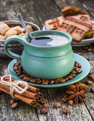 coffee cup and coffee beans