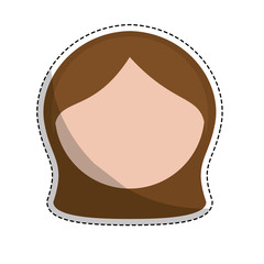 sticker of cartoon woman face icon over white background. colorful design. vector illustration