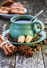 coffee cup and coffee beans