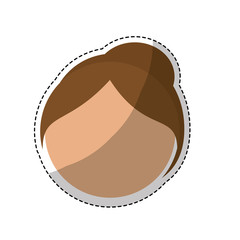 sticker of cartoon woman face icon over white background. colorful design. vector illustration