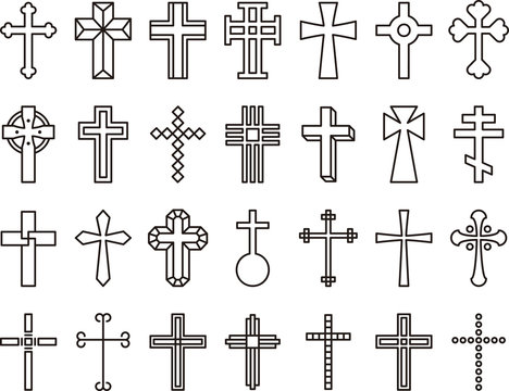 CHRISTIAN CROSSES outline icons