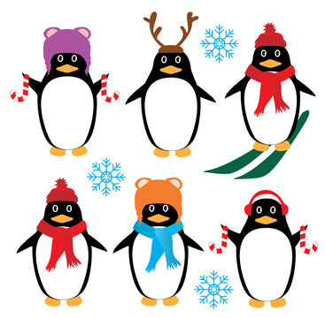 winter penguin clipart
