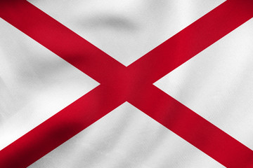 Flag of Alabama waving, real fabric texture