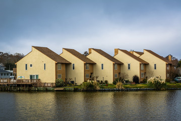 Houses along the shore of Lake Holly, in Virginia Beach, Virgini