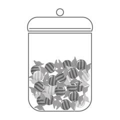 silhouette of container with sweet candies icon over white background. vector illustration