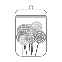 container with sweet lollipop candies icon over white background. vector illustration