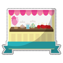 sticker of candy shop icon over white background. colorful design. vector illustraiton