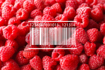 Barcode on berries background. Wholesale and retail concept.
