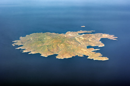 Island of Serifos, aerial view.  Cyclades, Greece.