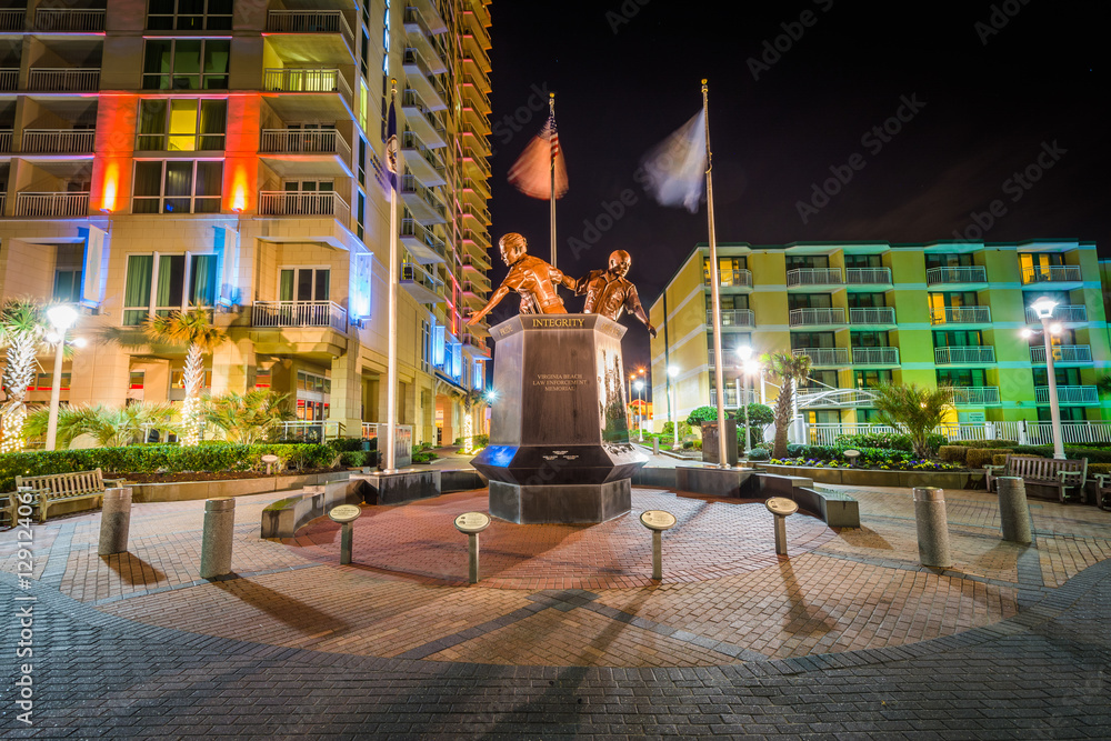 Sticker the virginia beach law enforcement memorial at night, in virgini