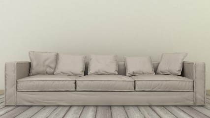 Modern minimalistic design of sofa. 3d render