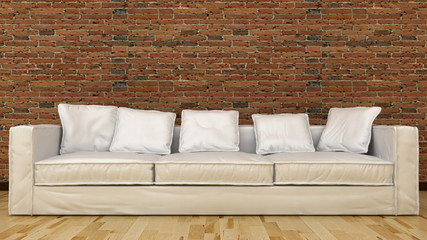 Modern minimalistic design of sofa. 3d render