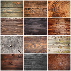 Collage of different wooden textures
