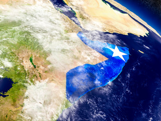 Somalia with embedded flag on Earth
