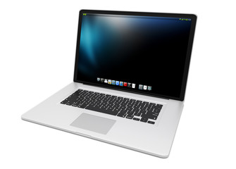 Modern metallic laptop on white background 3D rendering