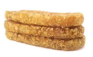 Isolated hash brown on a white background.