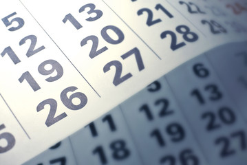 Calendar pages close up 