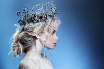 beautiful girl in the image of the Snow Queen.