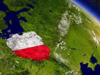 Poland with embedded flag on Earth