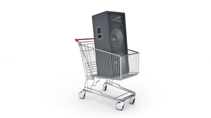 Shopping Cart Speaker Sound. 3d rendering