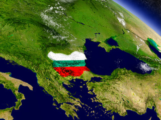 Bulgaria with embedded flag on Earth