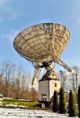 Radio telescope in astronomical observatory