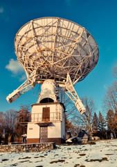 Radio telescope in astronomical observatory