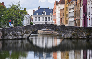 Fototapeta na wymiar Bruges, Belgium, bridge in a canal