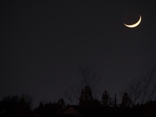 Earthshine of a crescent moon(Moon's age is 3.8)(Tokyo, Japan-December 3, 2016) © khunta