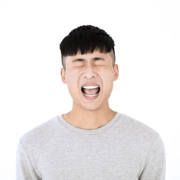 angry asian young casual man portrait