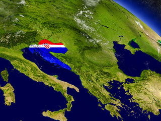 Croatia with embedded flag on Earth