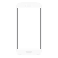 vector drawing new smart phone design, white flat phone white screen