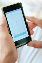 Close up of older man checking his phone background