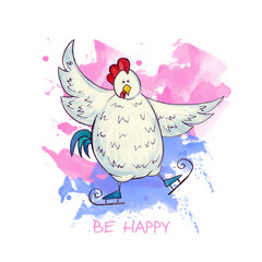 петух акварель