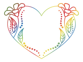 Beautiful heart-shaped floral frame with gradient fill. 