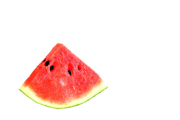 Single slice watermelon on white background.